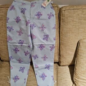Lilly Pulitzer Light Blue Pants with Pink and Purple Butterfly Print